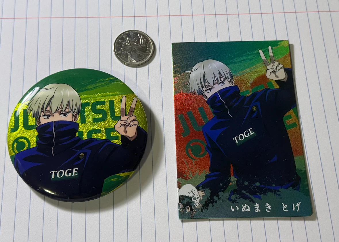 Jujutsu Kaisen Toge Inumaki Button & Card Set