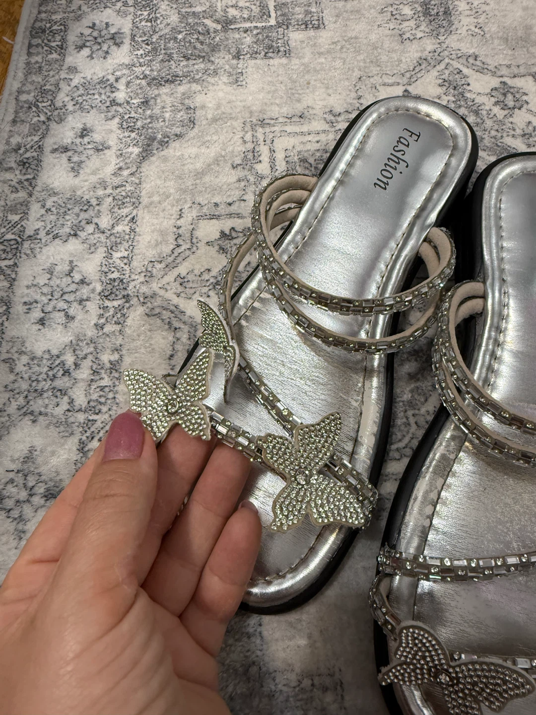 Silver Butterfly Embellished Sandals - photo 3