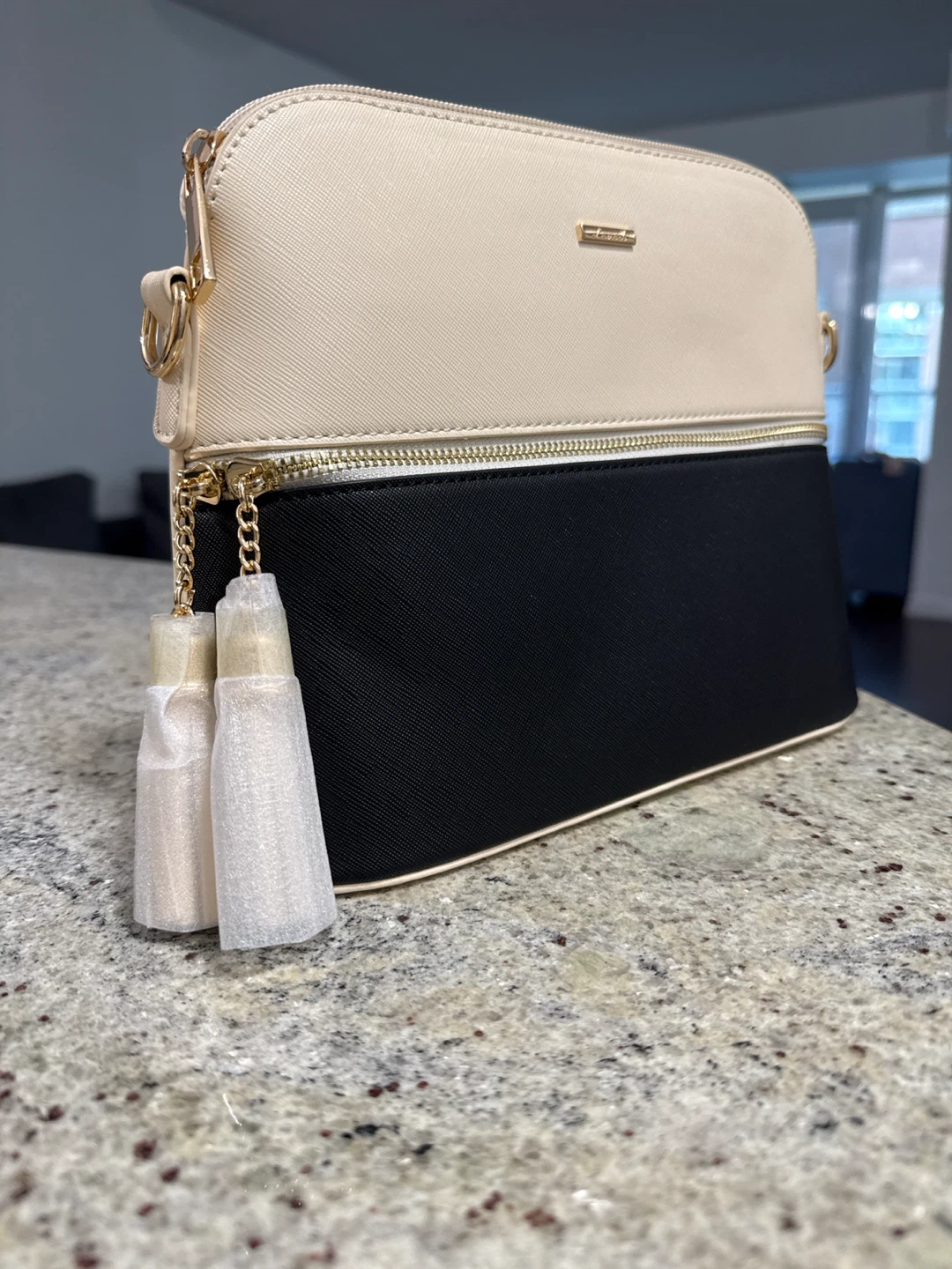 Beige and Black Two-Tone Dome Satchel - photo 3
