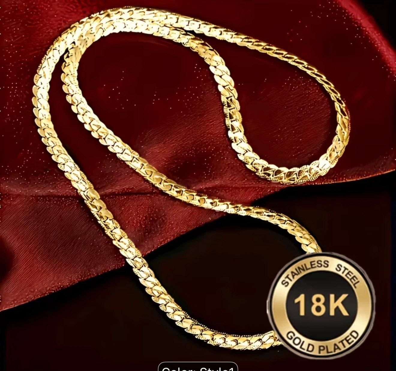 18K Gold Plated Stainless Steel Chain Necklace - photo 2