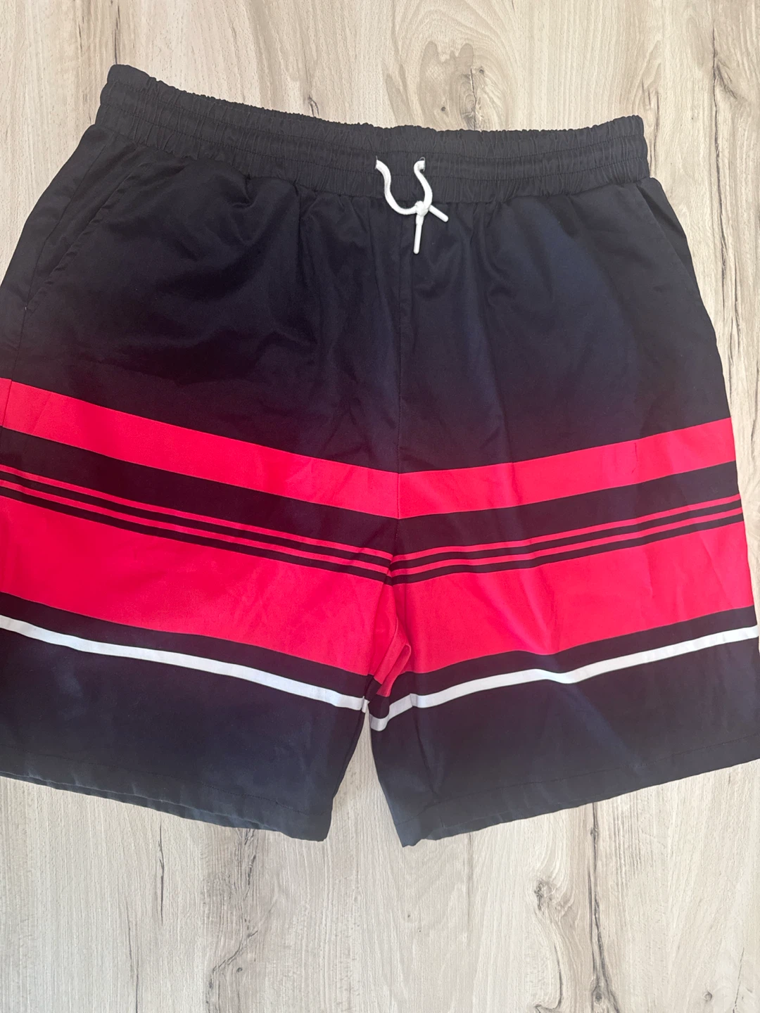 Men's Swim Trunks - Black with Red Stripes - photo 3