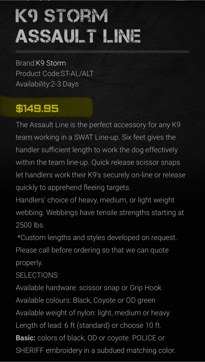 K9 Storm Assault Line Tactical Dog Leash - photo 2