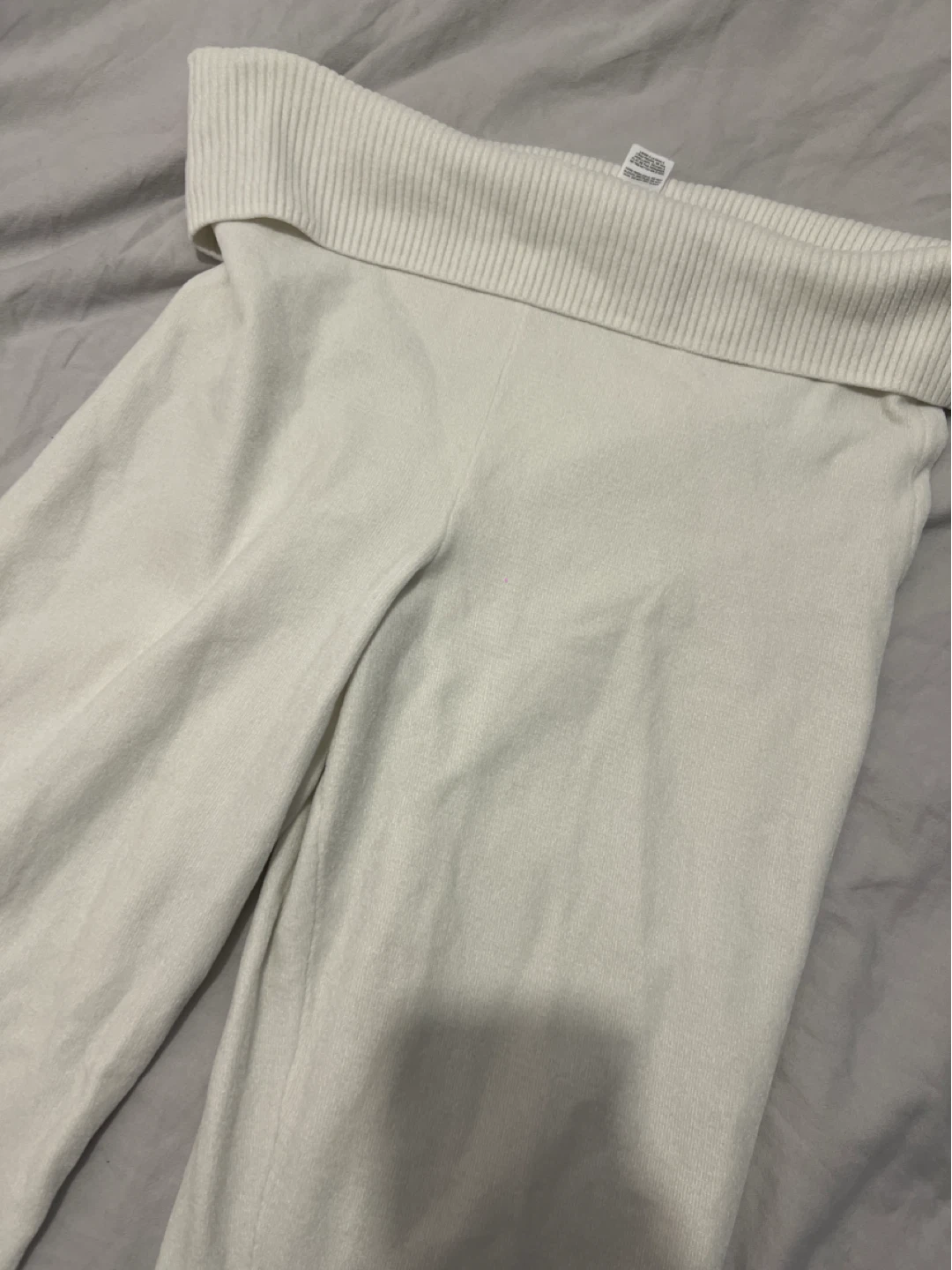 Garage Ribbed Cream Foldover Chenille Pants - photo 2