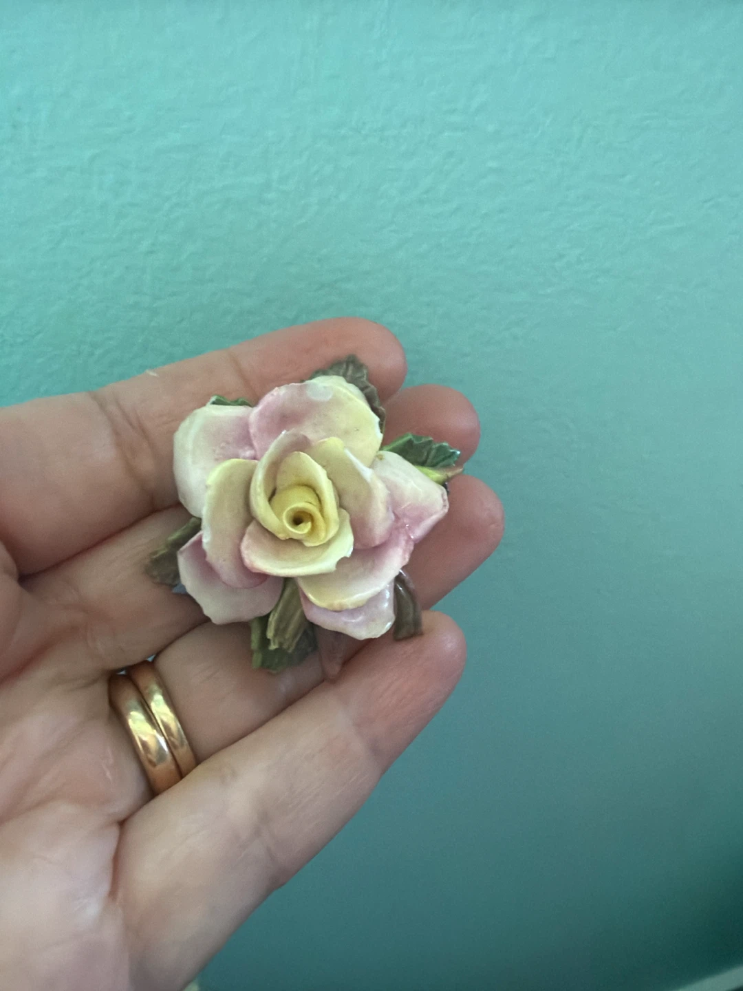 Crown Staffordshire England Porcelain Rose Brooch