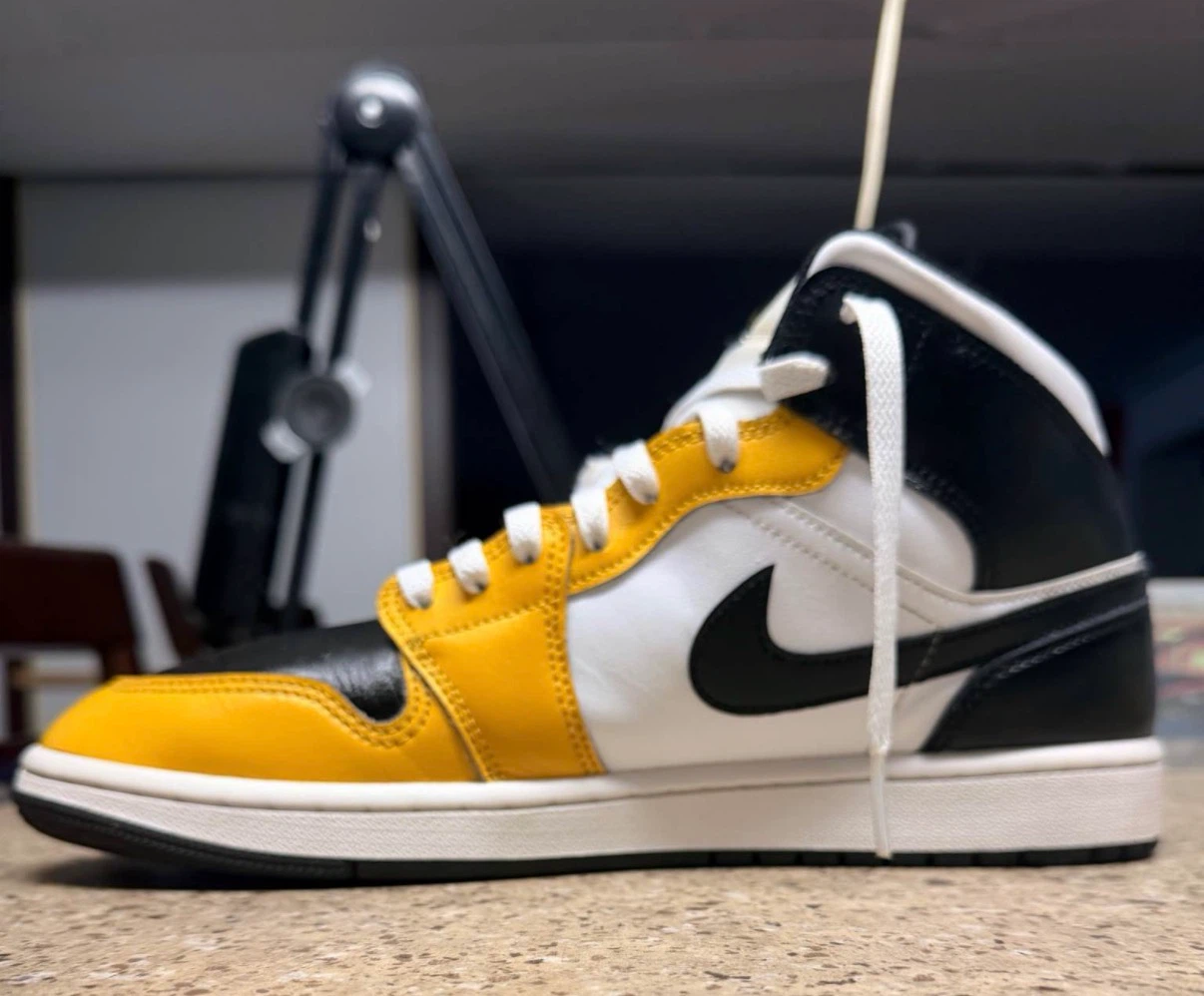 Air Jordan 1 Mid Yellow Black White Sneakers - photo 4
