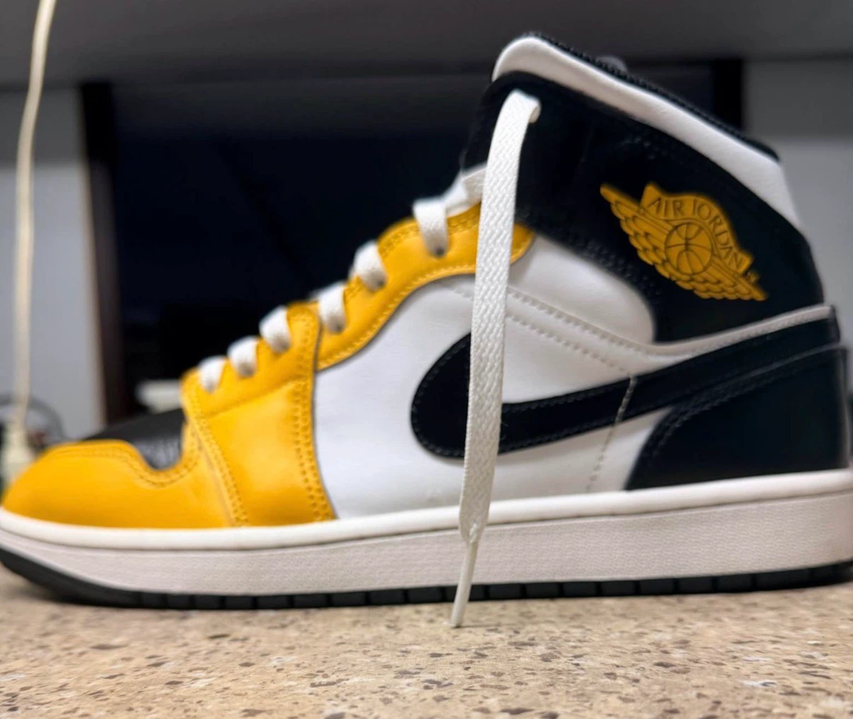 Air Jordan 1 Mid Yellow Black White Sneakers - photo 5