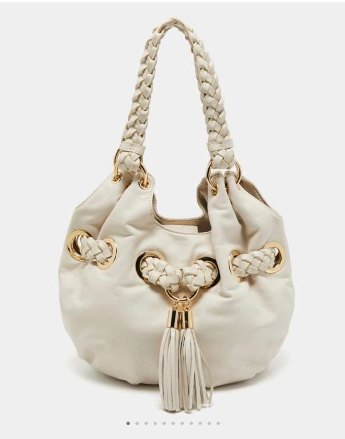Michael Kors Cream Leather Tassel Hobo Bag