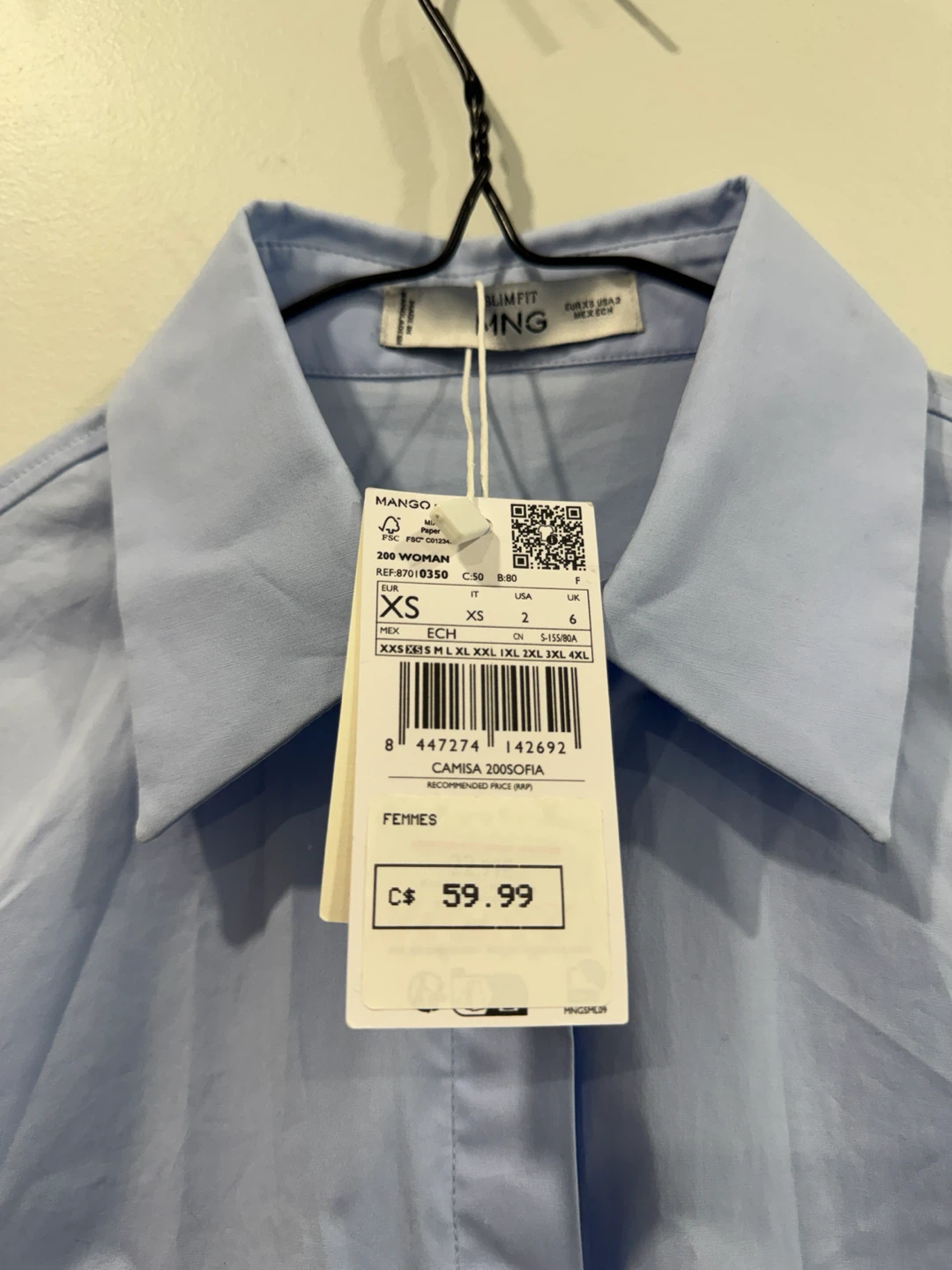 Mango Poplin Women’s Dress Shirt – XS – Brand New with Tags - photo 4