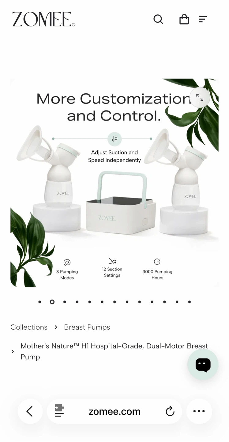 Zomee Mother's Nature H1 Hospital-Grade Dual-Motor Breast Pump - photo 4