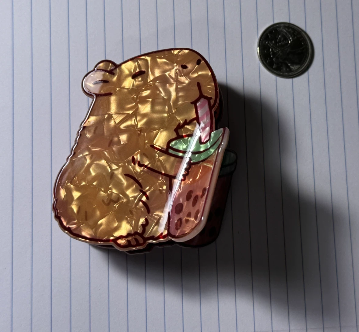 Cute Capybara Boba Drink Hair Claw Clip