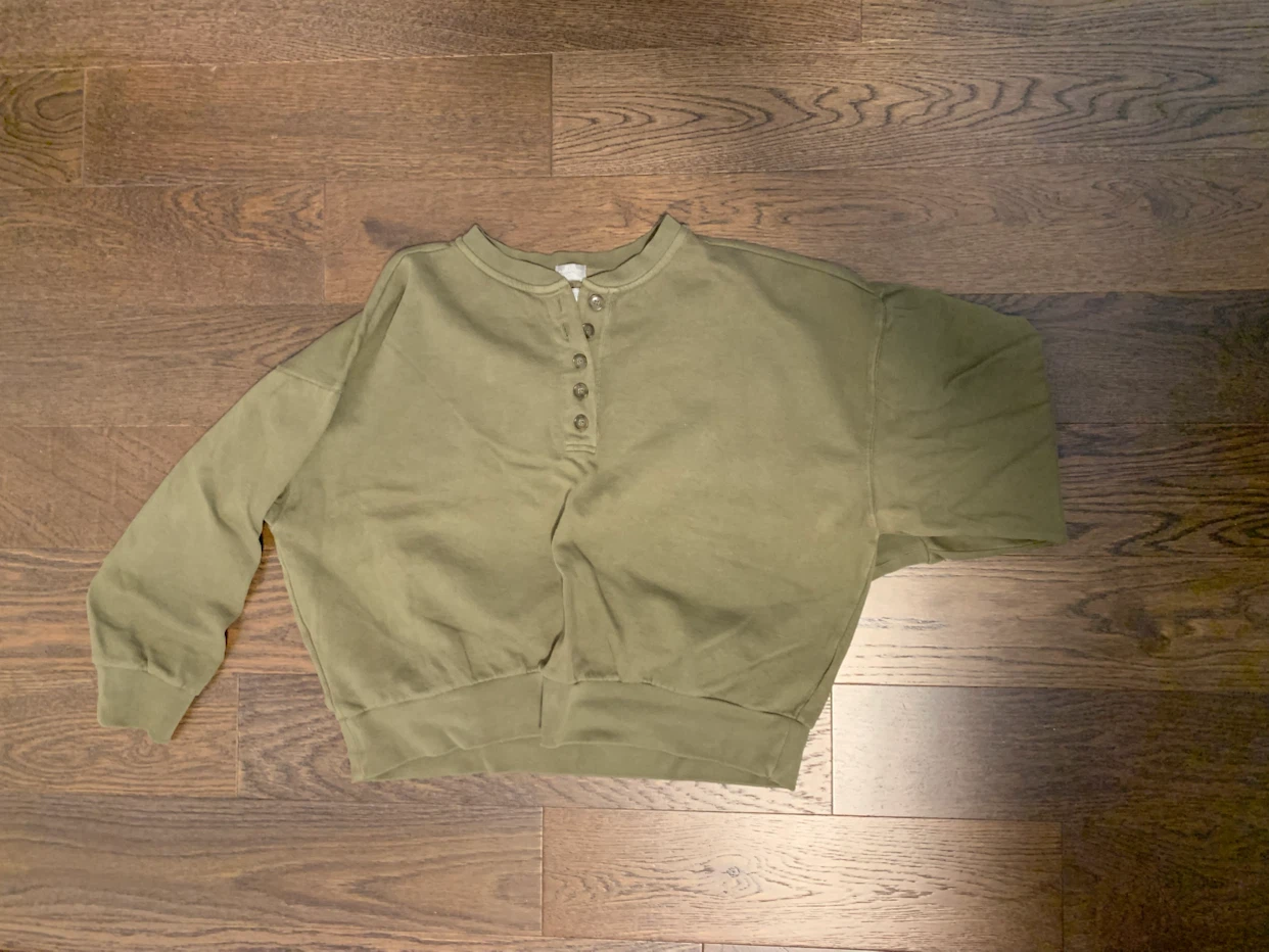 GAP Green Button-Up Sweatshirt