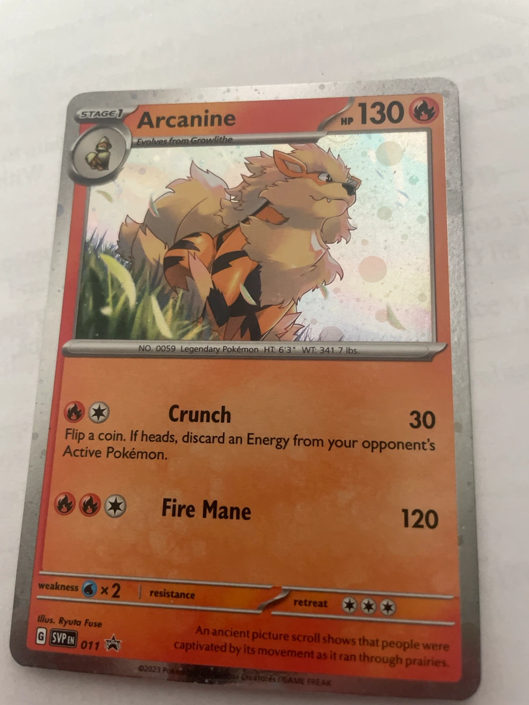 Pokemon Arcanine Stage 1 Card