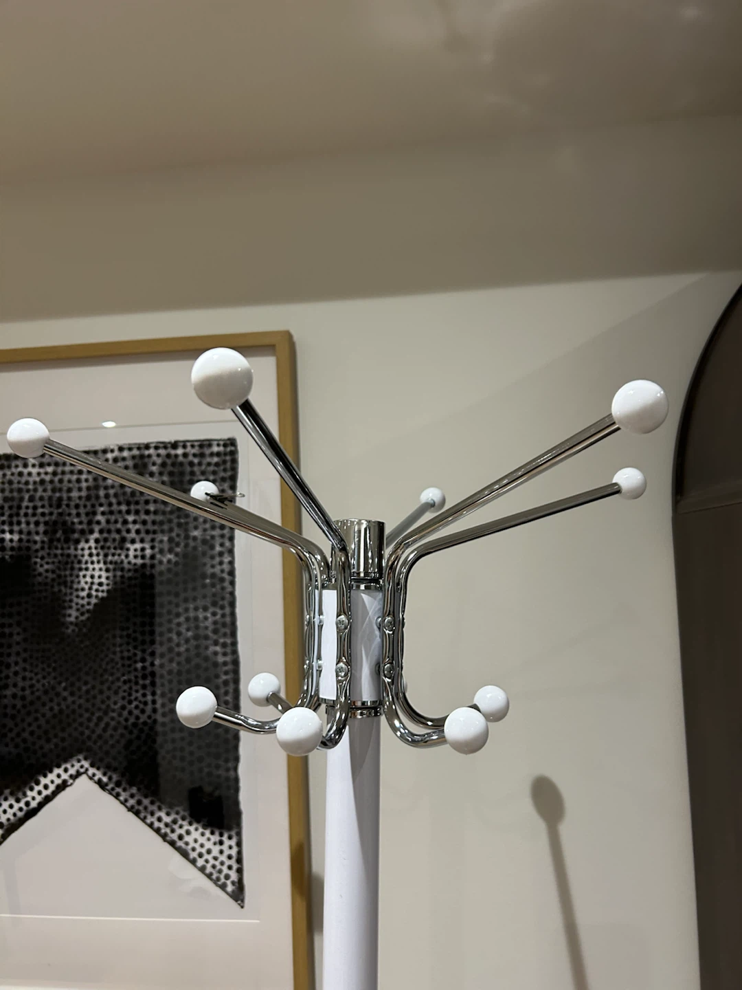White and Chrome Coat Rack with Marble Base - photo 2