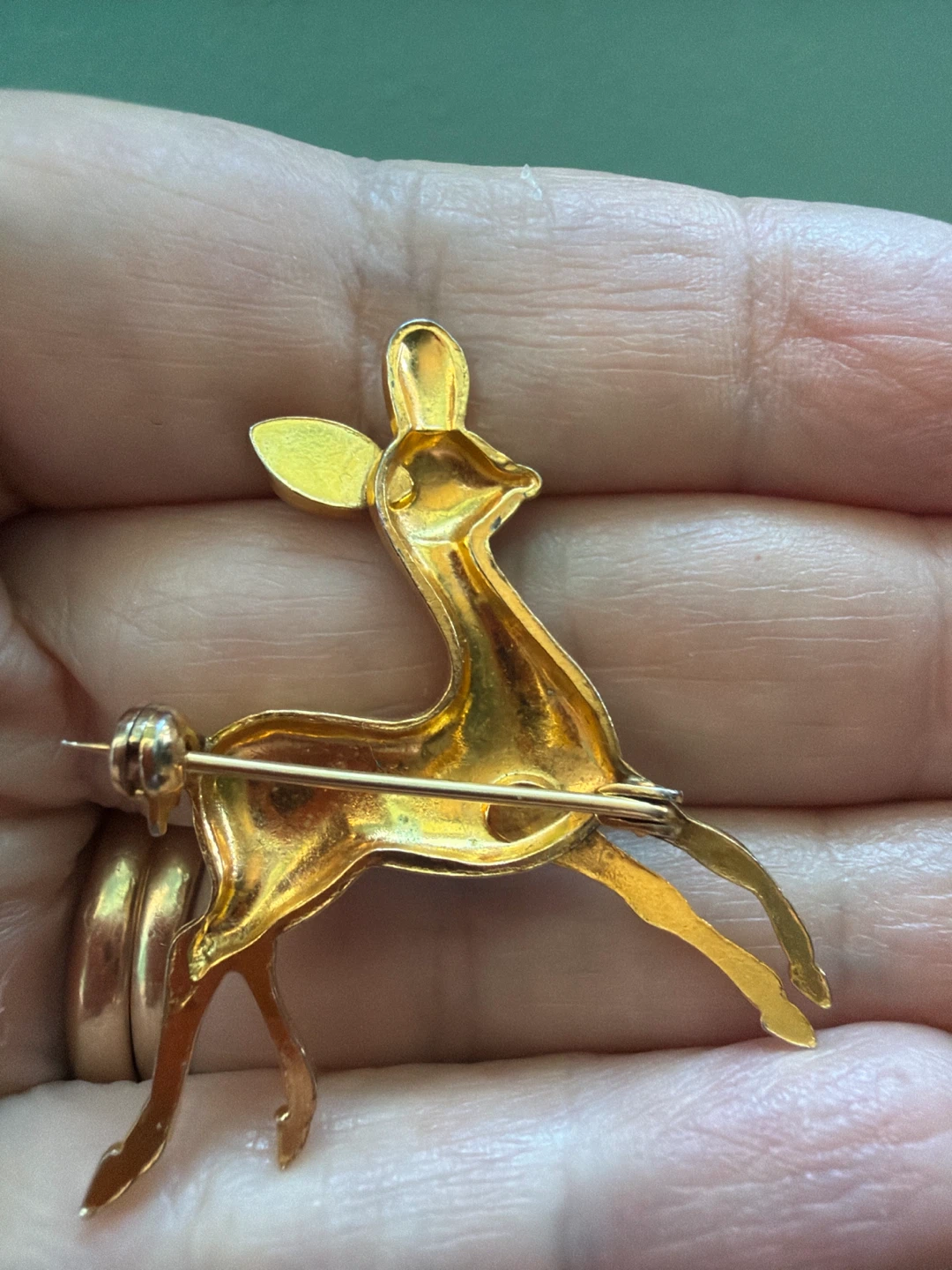 Vintage Gold Tone Fawn Brooch - photo 2