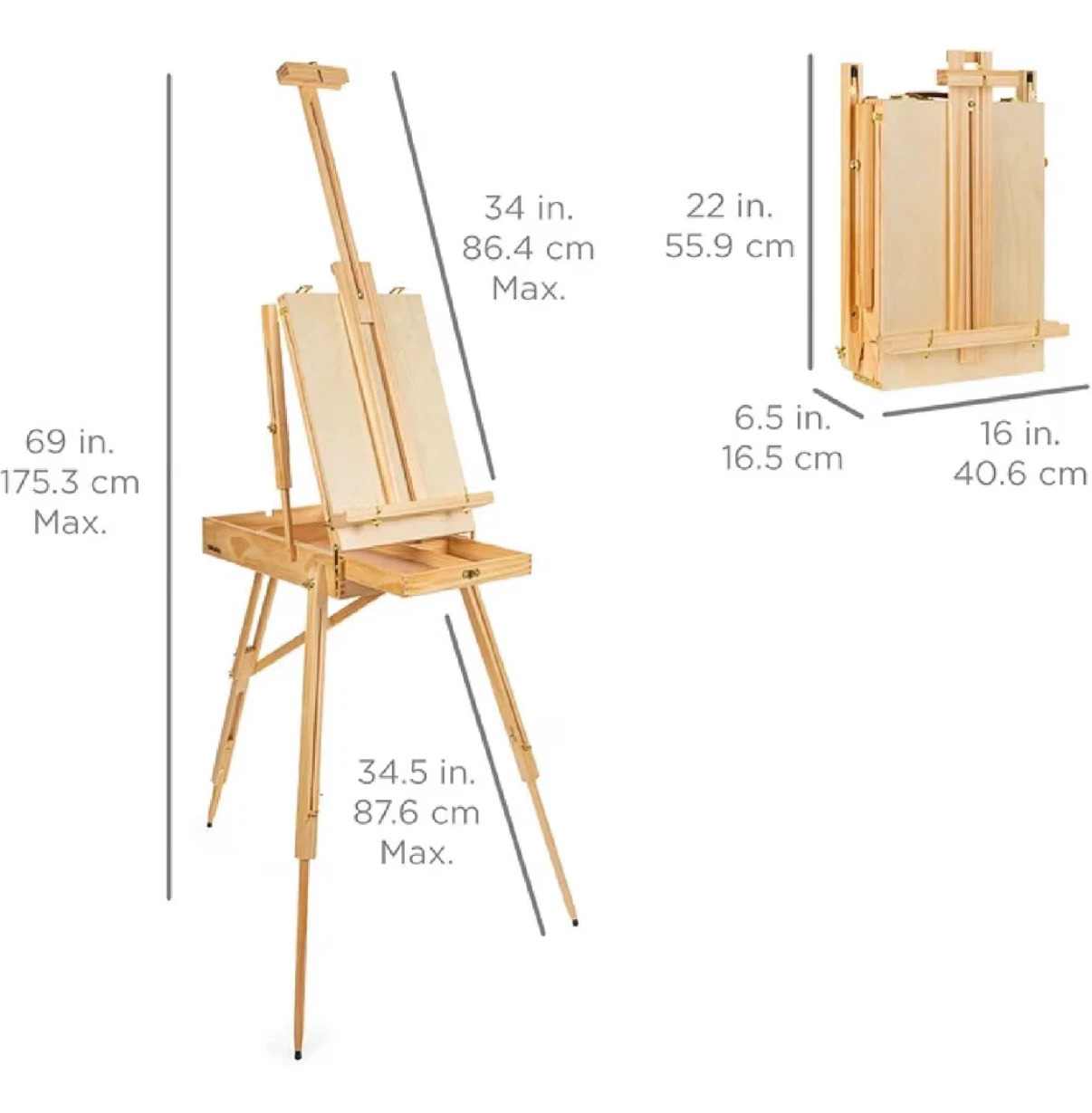 Wooden Artist Easel Tripod with Sketch Box & Art Supplies - photo 2