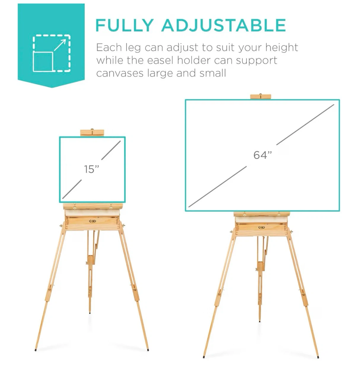 Wooden Artist Easel Tripod with Sketch Box & Art Supplies - photo 3