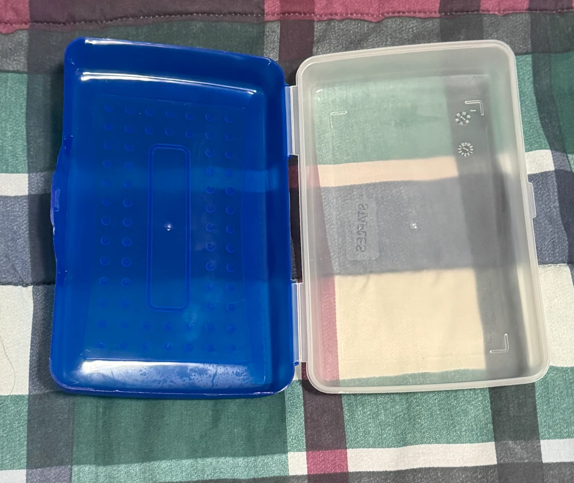 Blue Plastic Staples Pencil Case Container - photo 2