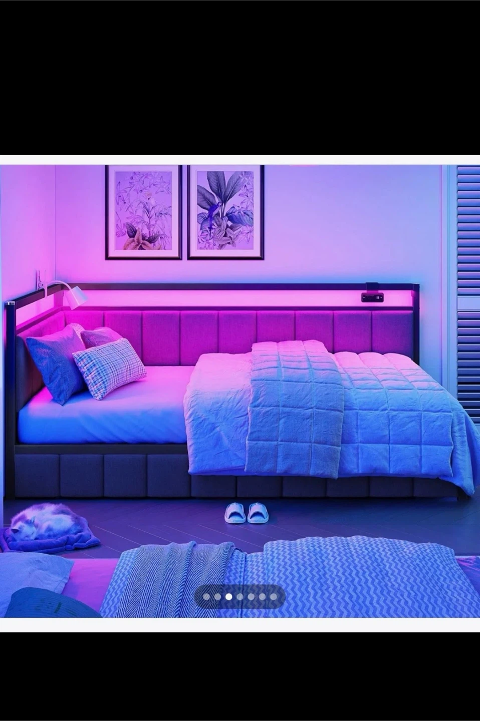 White Metal Daybed Frame with Uph Headboard