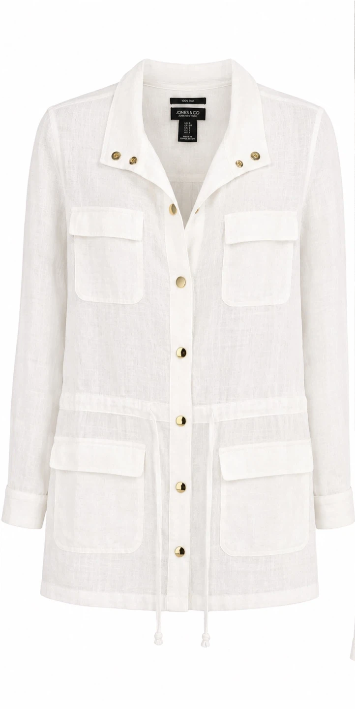 JONES & CO White Linen Utility Jacket - photo 5