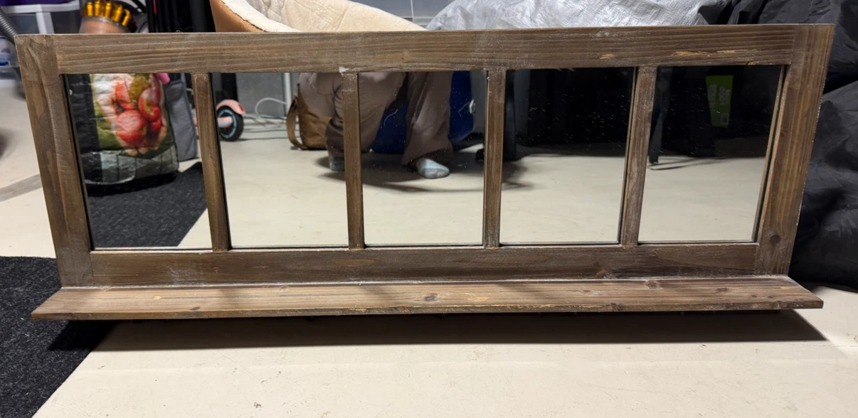 Wooden Mirror with Hooks - 90 cm - photo 2