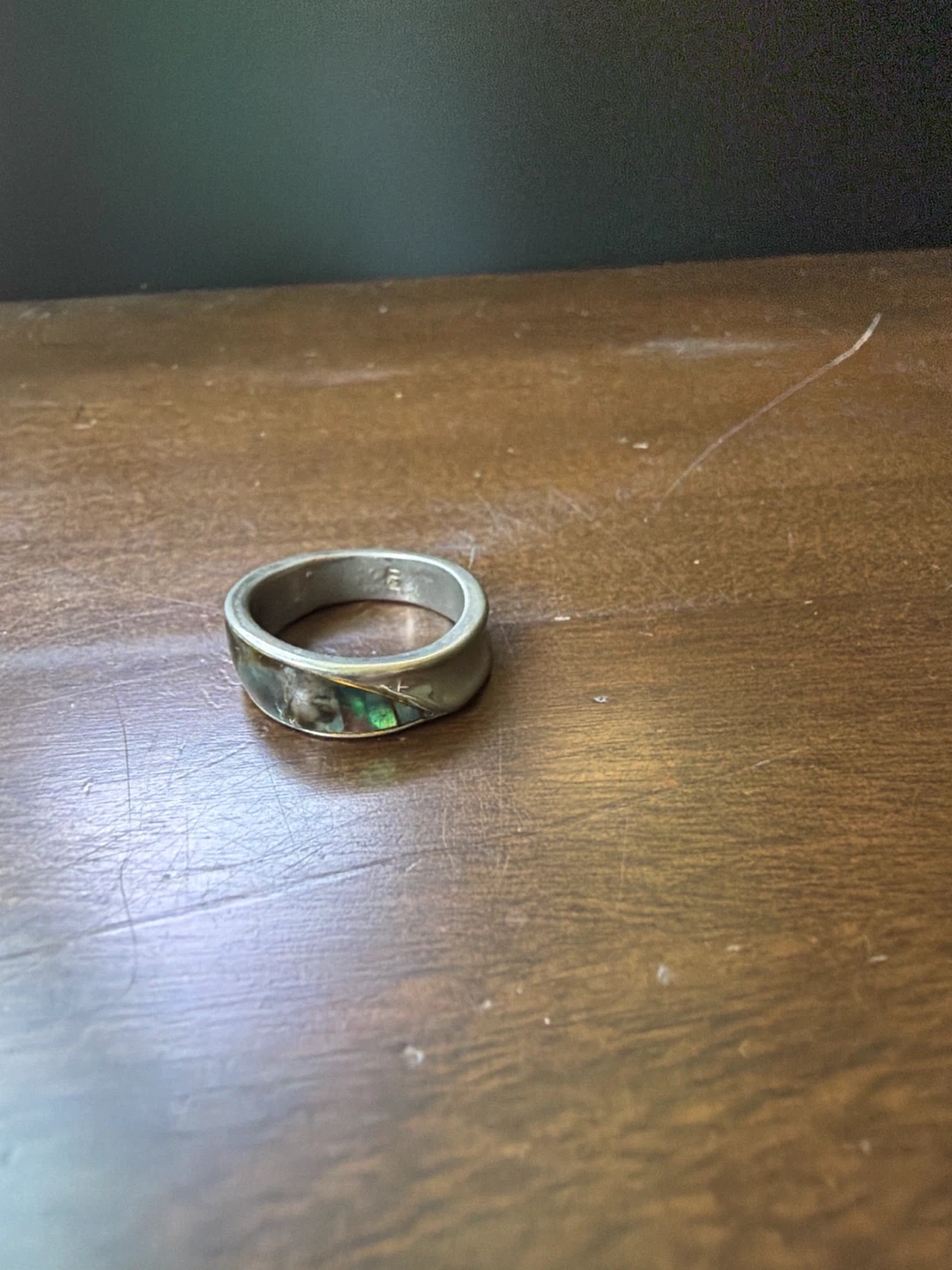 Sterling Silver Ring with Abalone Inlay