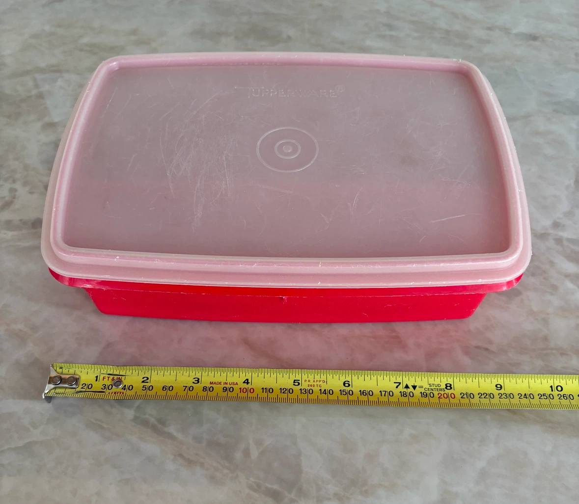Tupperware Red Rectangular Container with Divider - photo 2