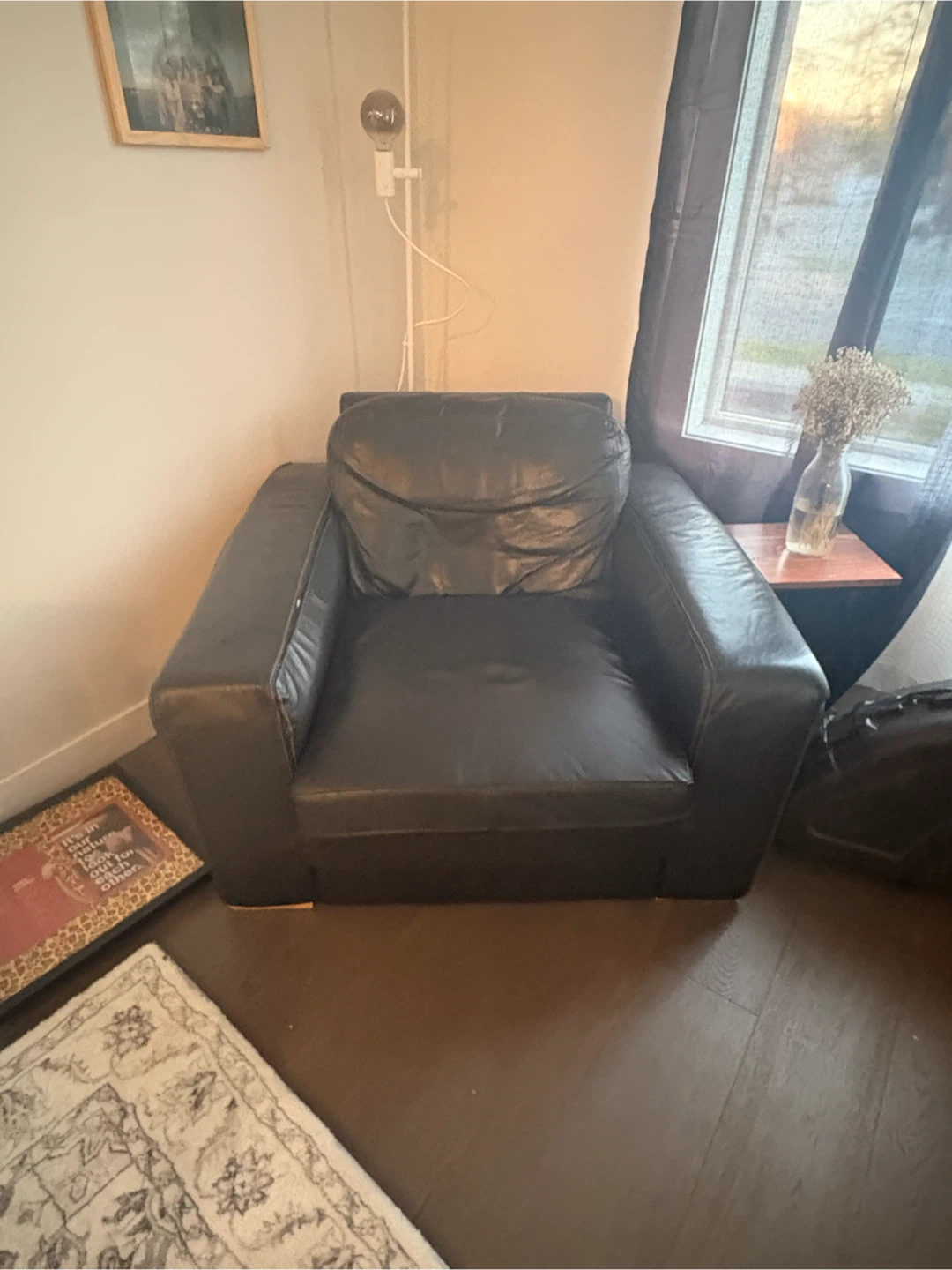 Black leather couch with love seat - photo 2