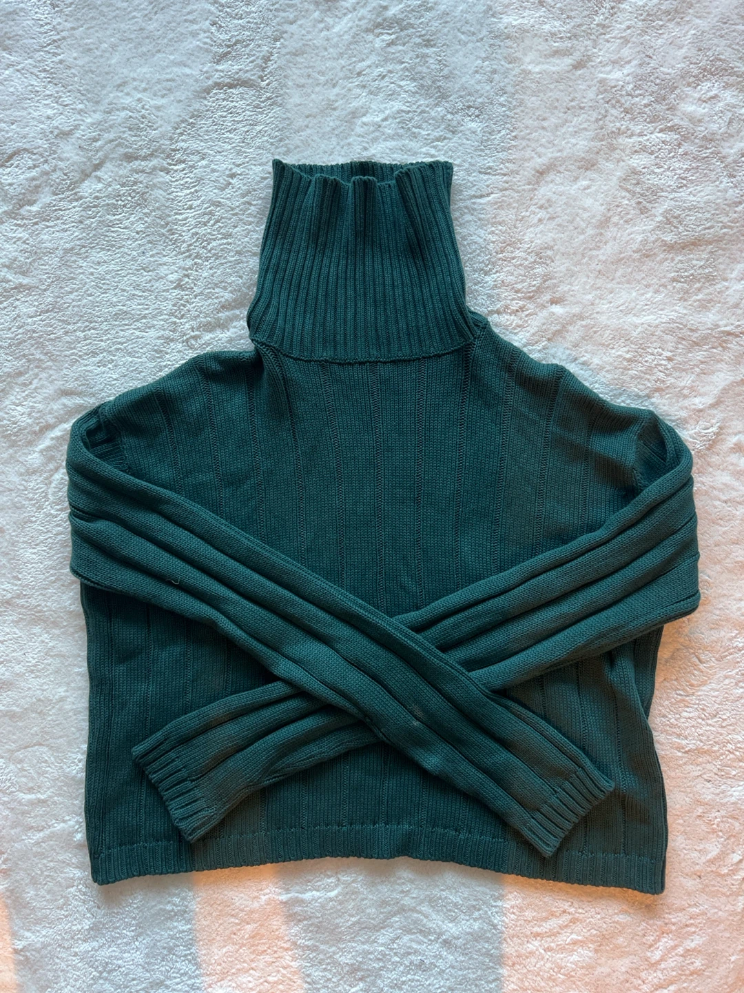 Teal Turtleneck Sweater - 100% Cotton