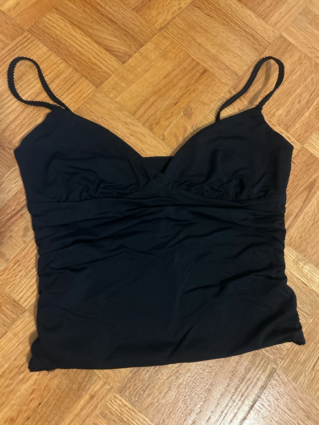Black Ruched Camisole Tank Top