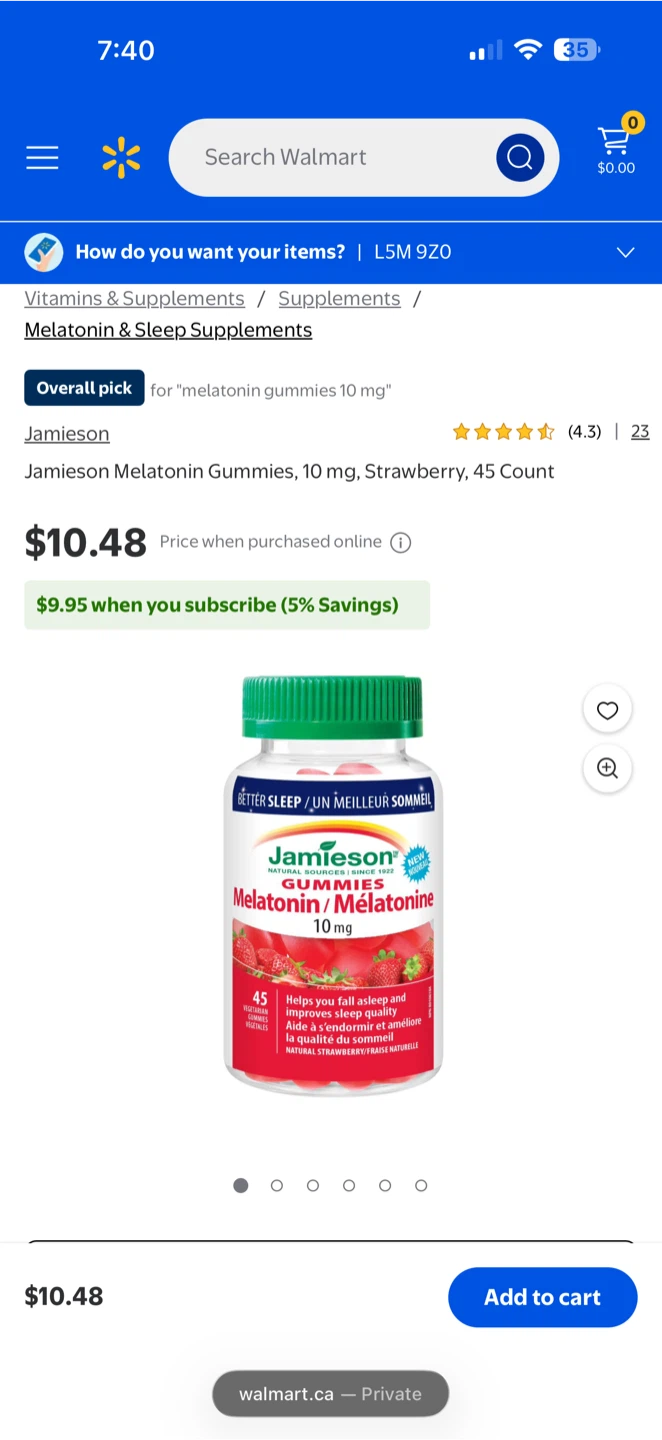 Jamieson Melatonin Gummies, 10 mg, Strawberry, 45 Count