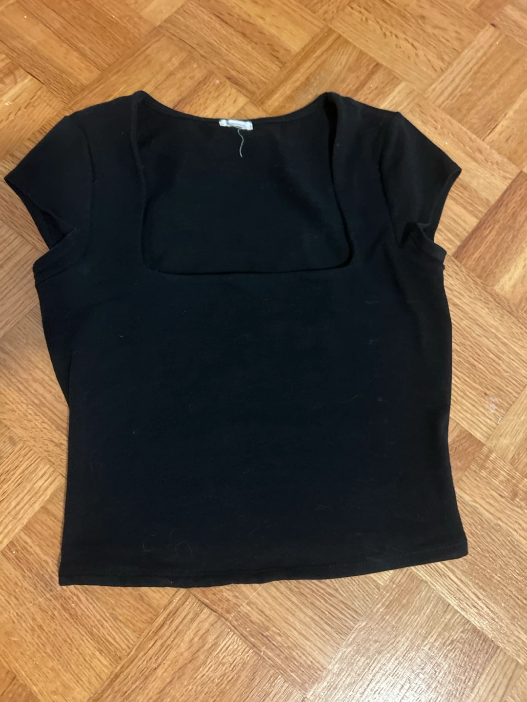 garage black Square Neck Top