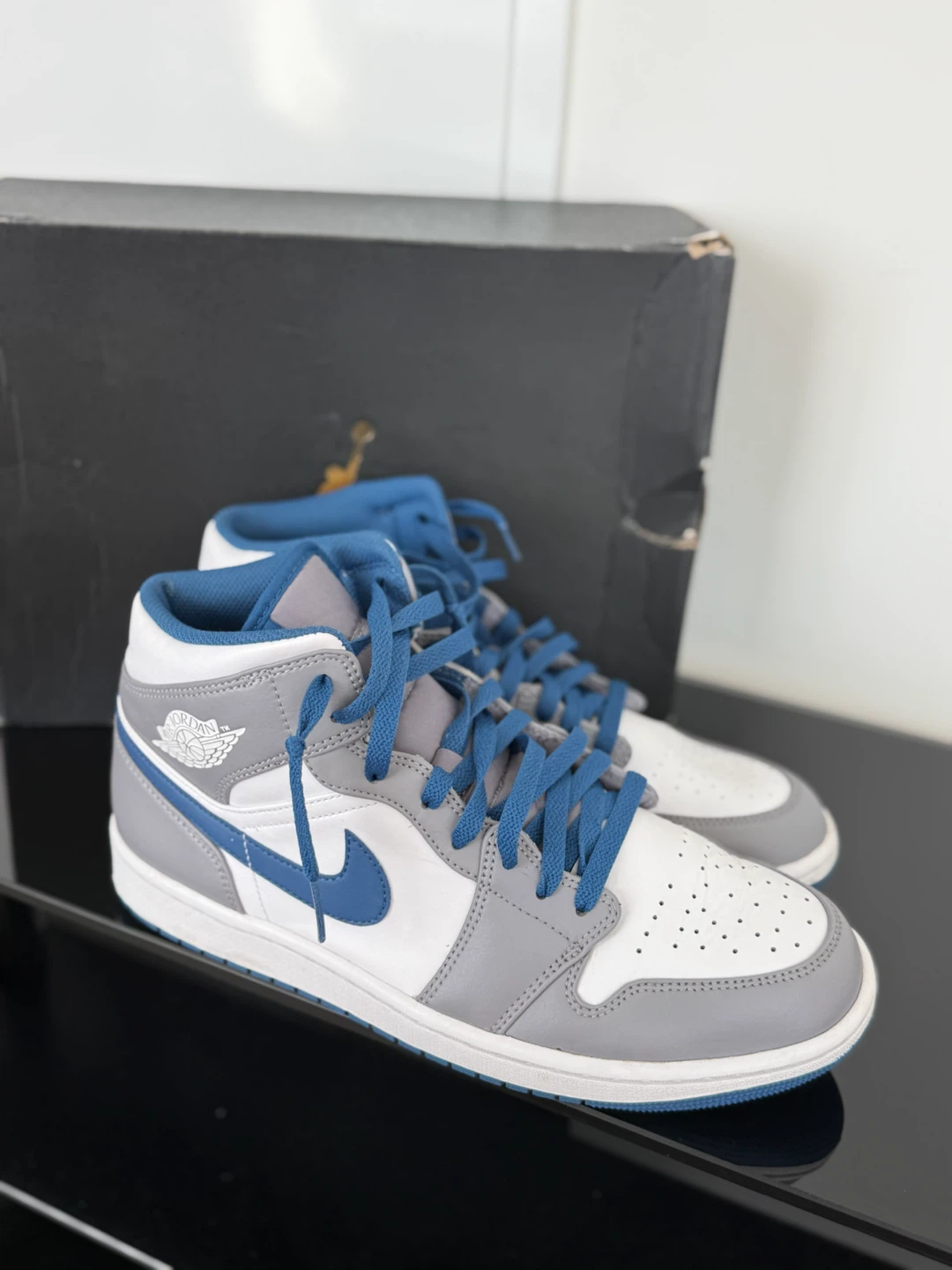 NIKE Air Jordan 1 Mid 'Cement True Blue' Men - photo 4