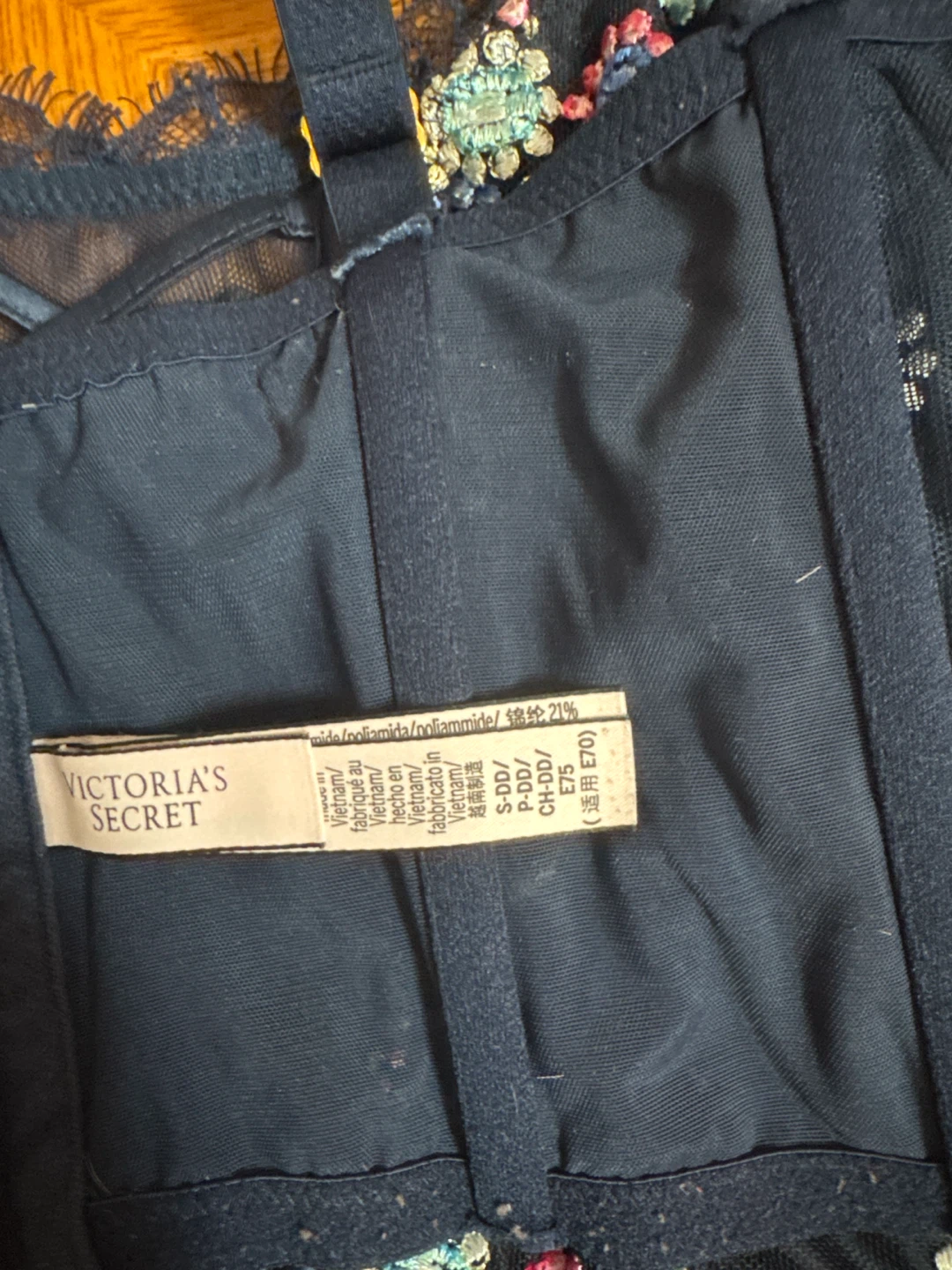 Victorias’s Secret Dark Blue Floral Embroidered Corset Top - photo 3