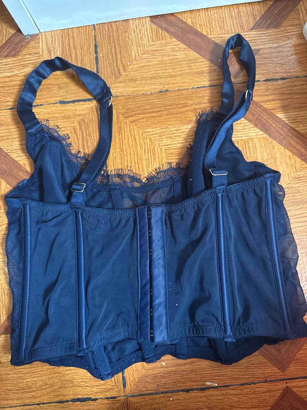 Victorias’s Secret Dark Blue Floral Embroidered Corset Top - photo 4