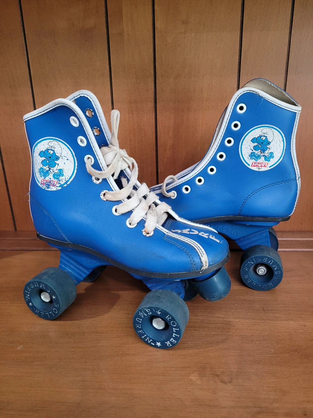 Blue Smurf Roller Derby Skates