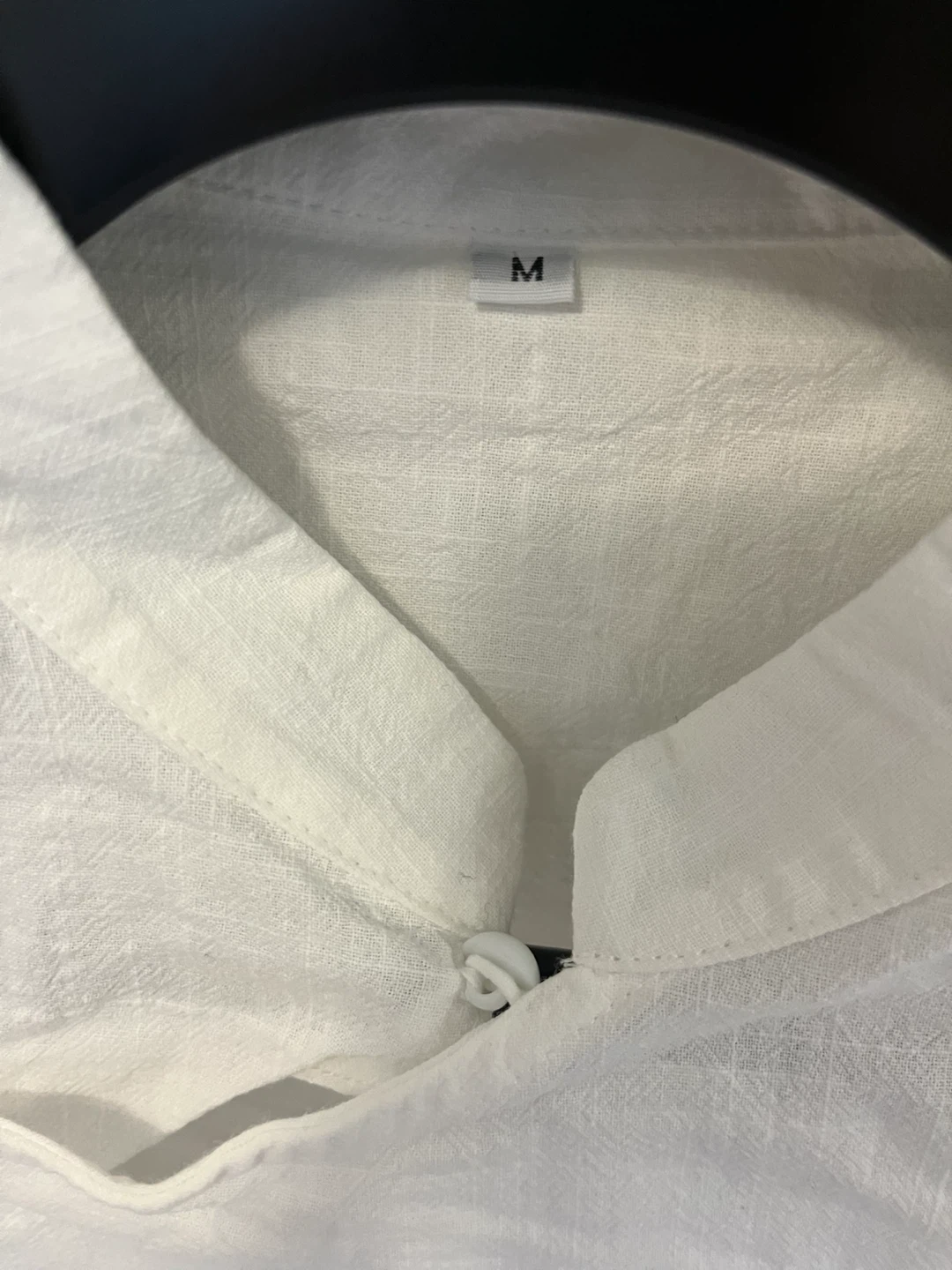 White Cotton Short Sleeve Mandarin Collar Shirt - Size M - photo 2