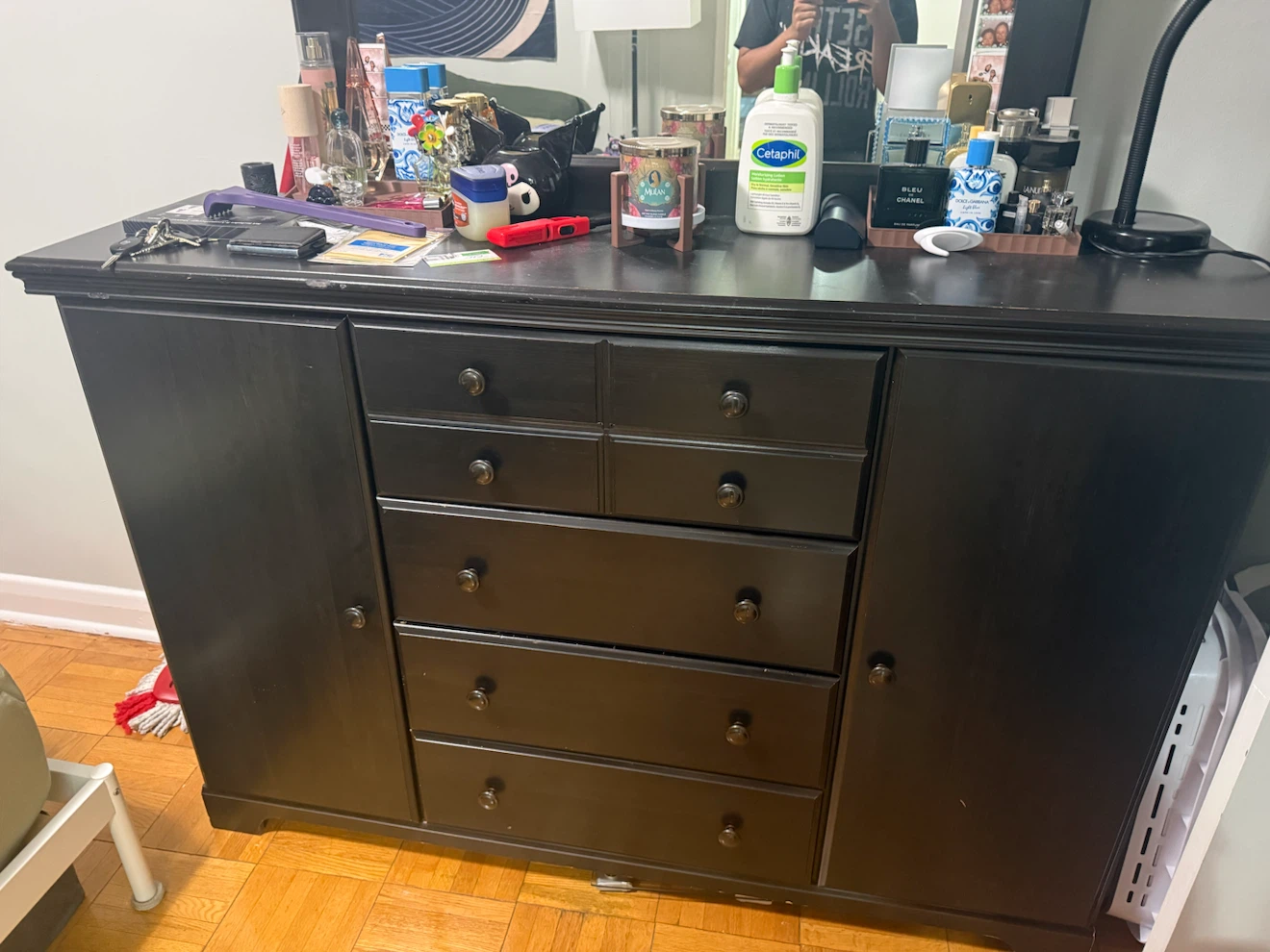Black dresser and two nightstands set/seperate