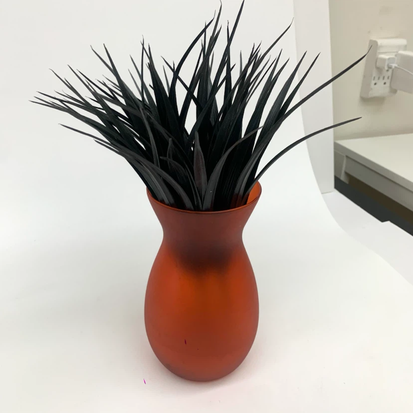 Orange Glass Vase Decorative Faux Grass Home Decor Centerpiece - photo 3