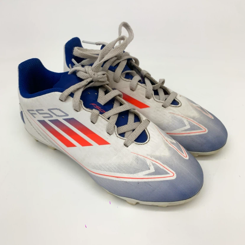 Kids Soccer Cleats Outdoor Youth Football Boots US Size 1 White
