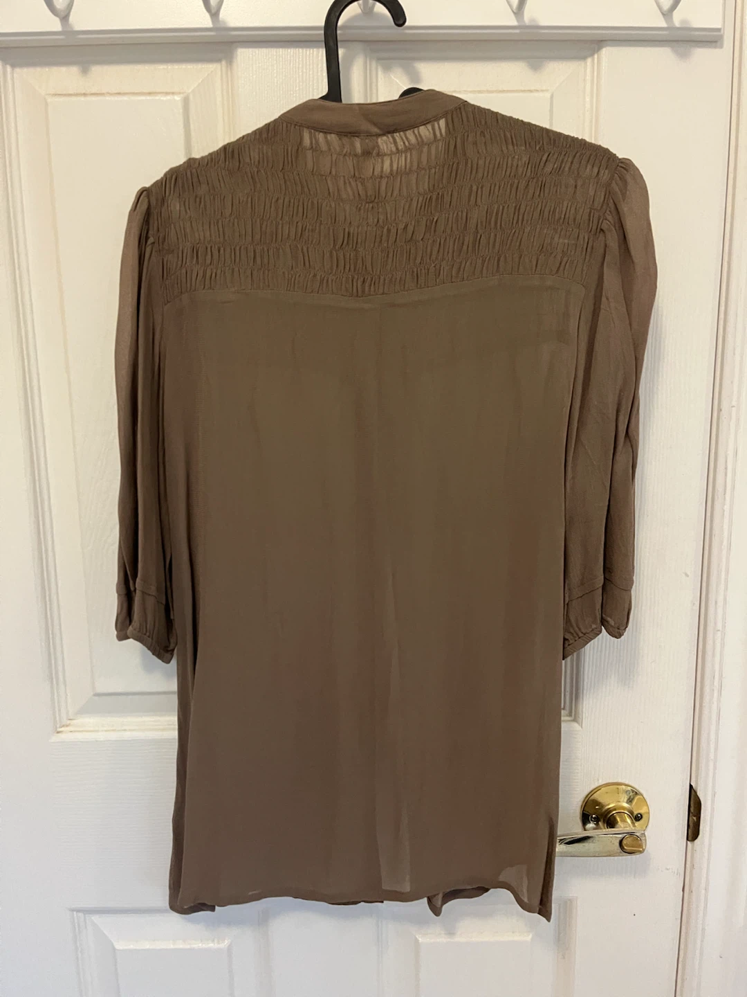 Brown Smocked Button-Up Tunic - Size S - photo 3