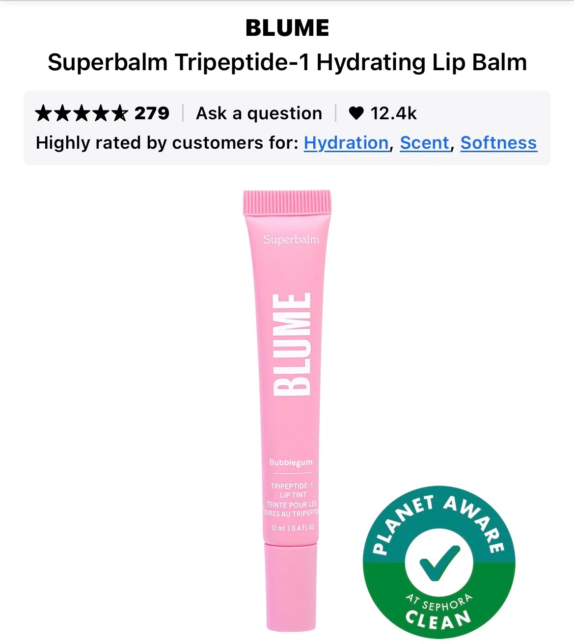 Blume Superbalm Bubblegum Tripeptide-1 Lip Tint