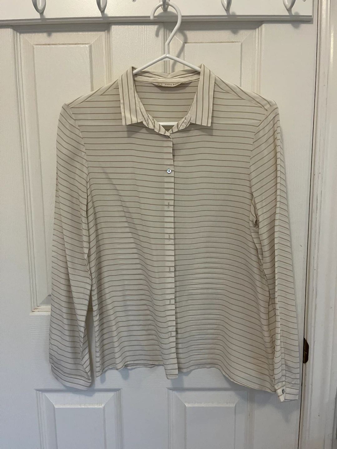 ZARA BASIC Striped Long Sleeve Blouse - Size M