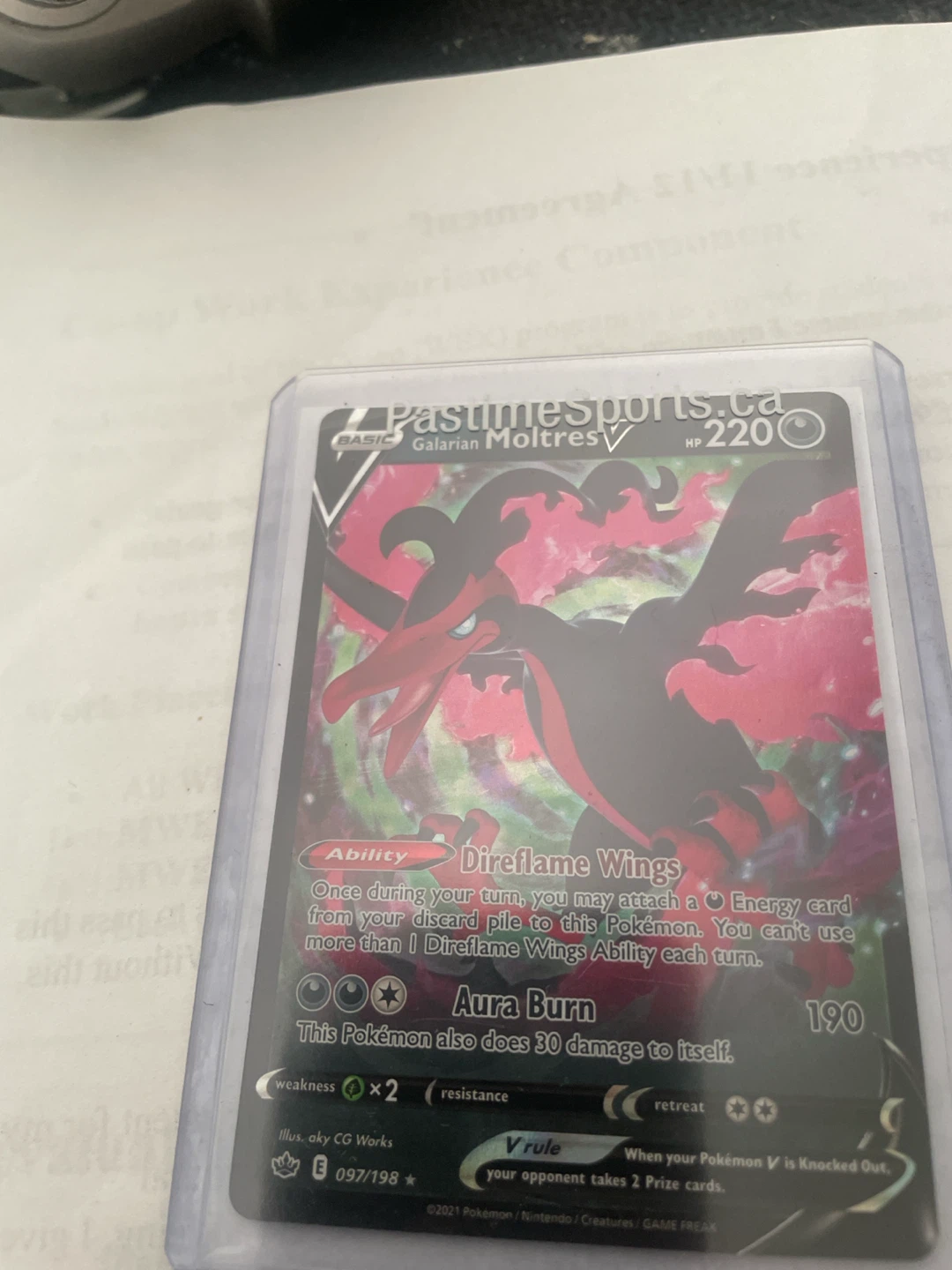 Pokemon Galarian Moltres V Trading Card