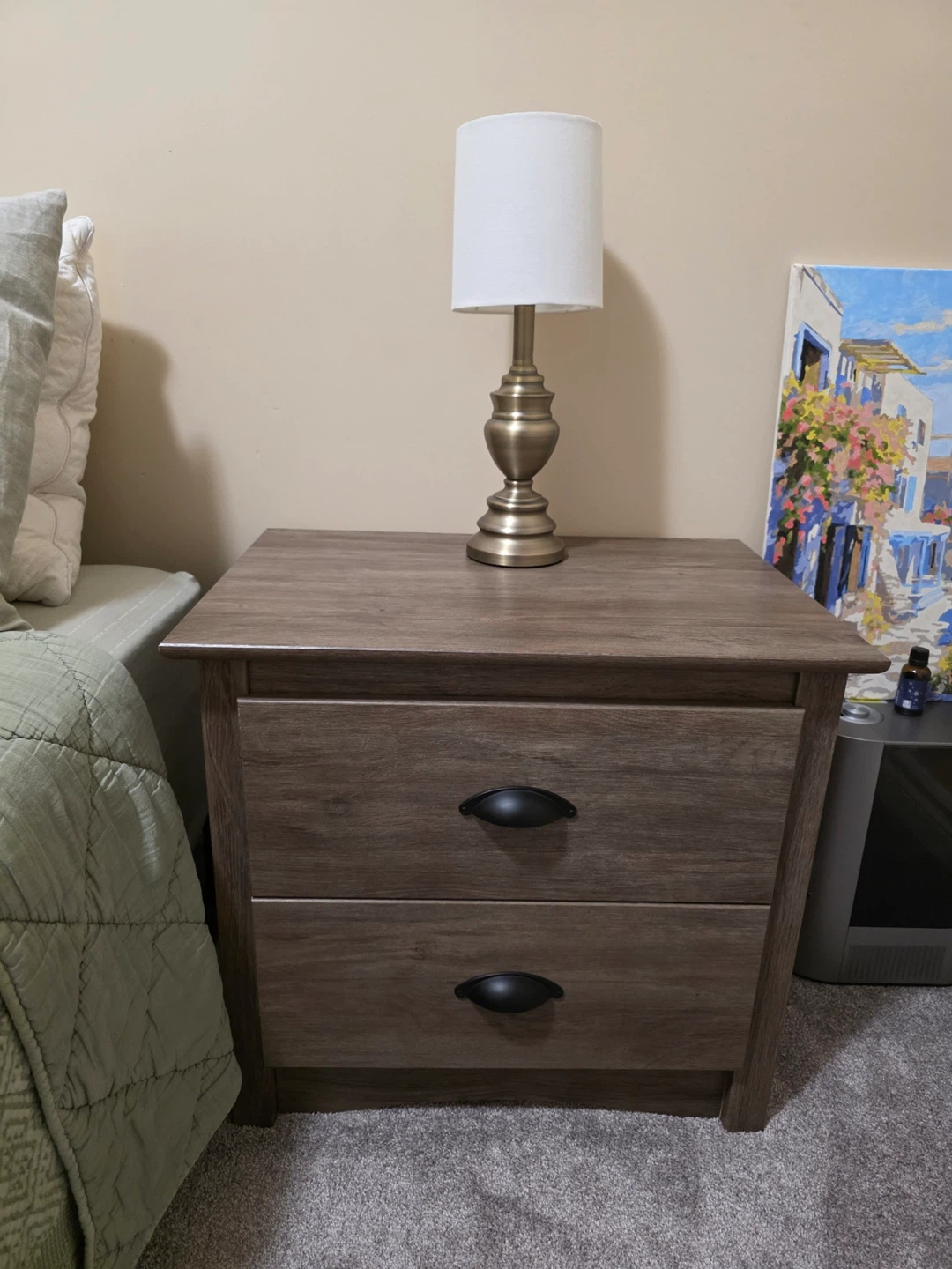 A Set of Two-Drawer Nightstand - Brown Wood Finish - photo 2