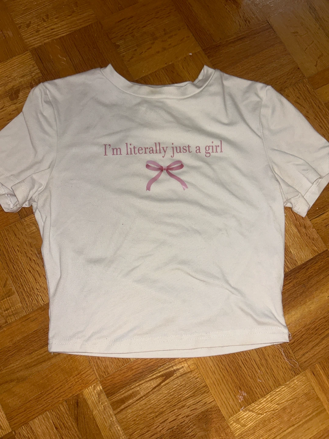 White "I'm literally just a girl" Graphic Crop Top