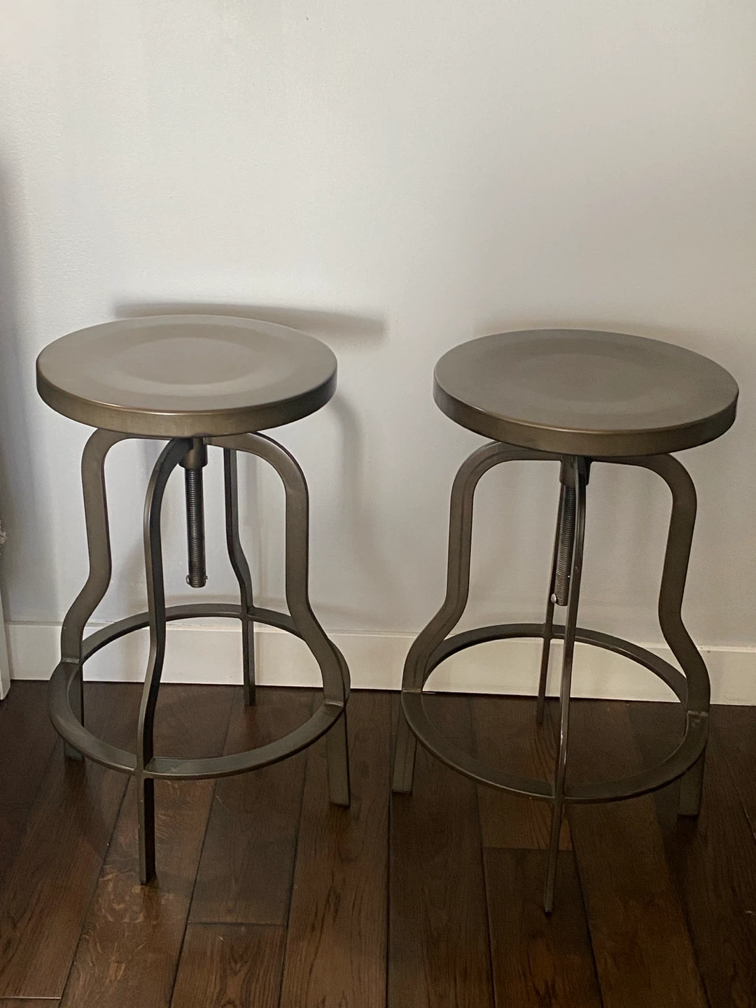 2 metal counter height swivel stools - photo 2