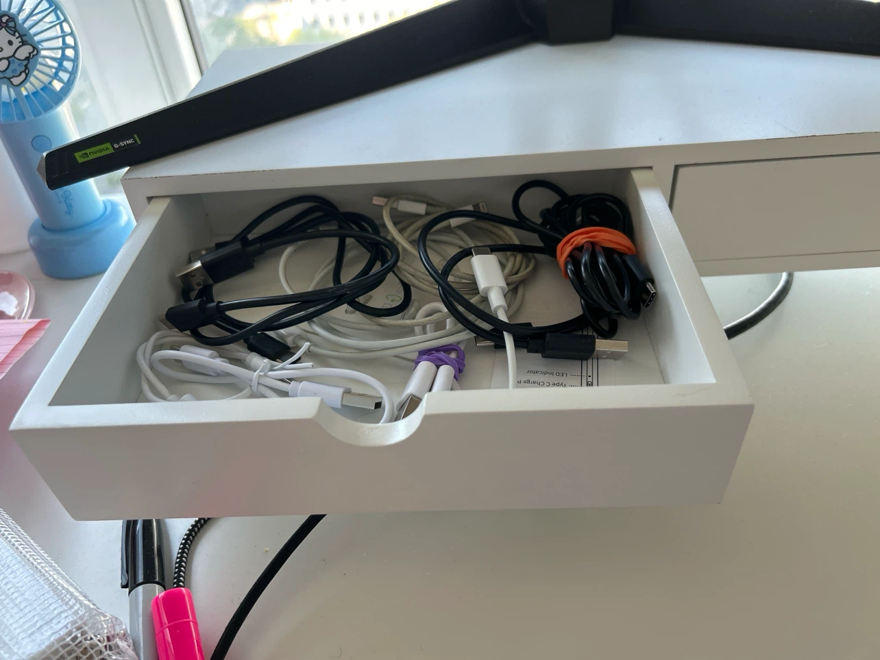 White Monitor Stand with Two Drawers - photo 2
