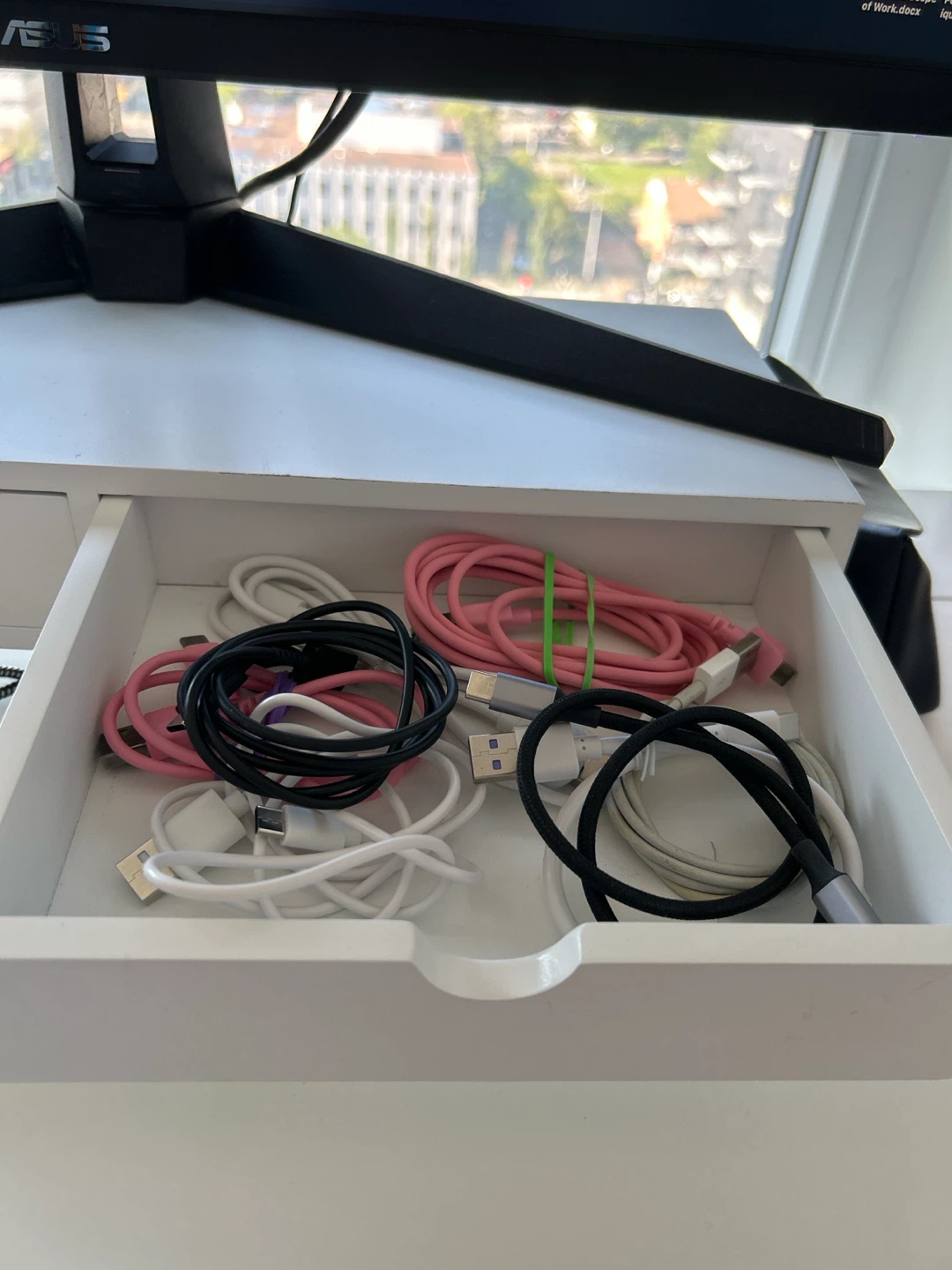 White Monitor Stand with Two Drawers - photo 3