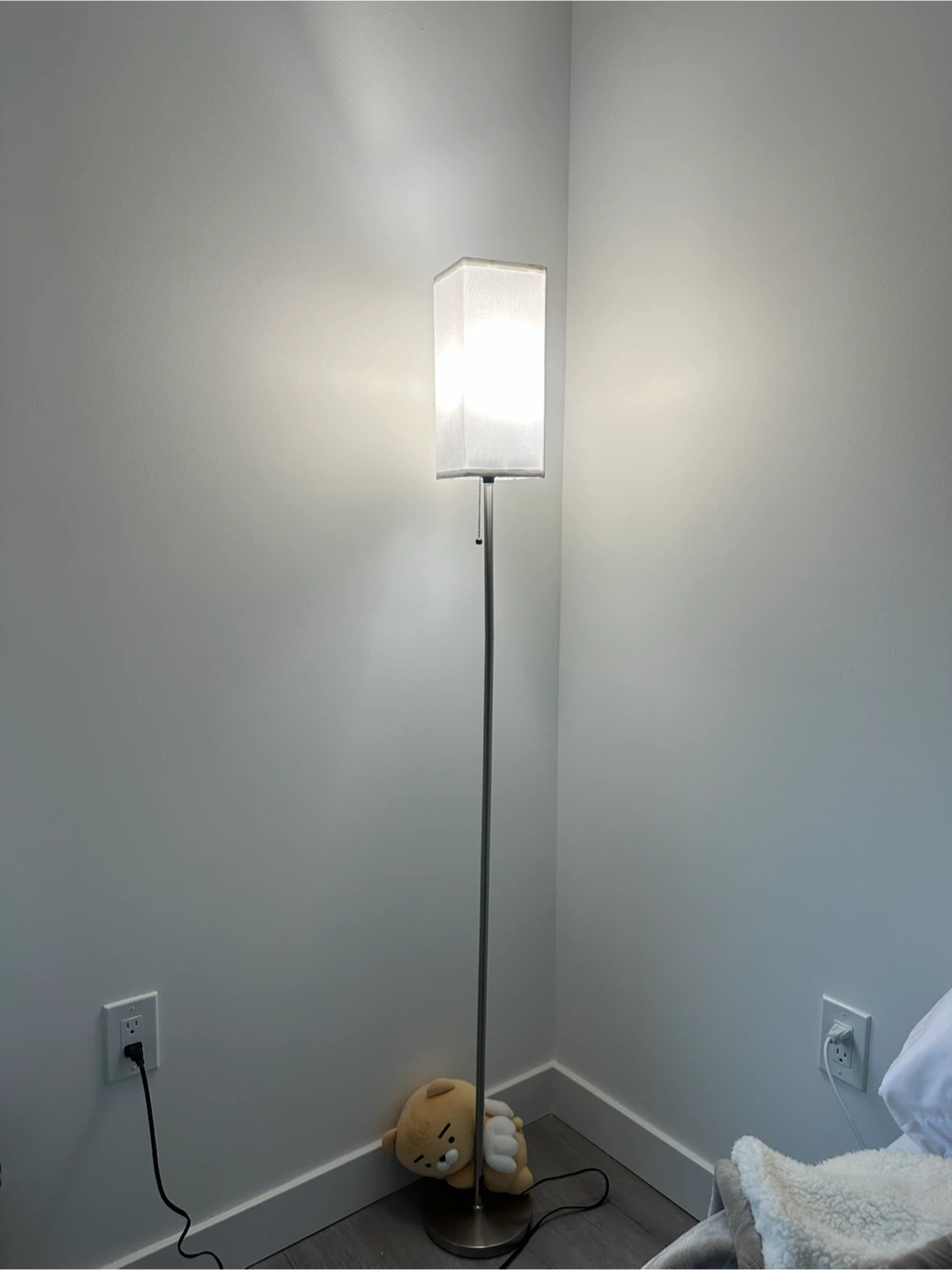 Floor Lamp with White Linen Shade