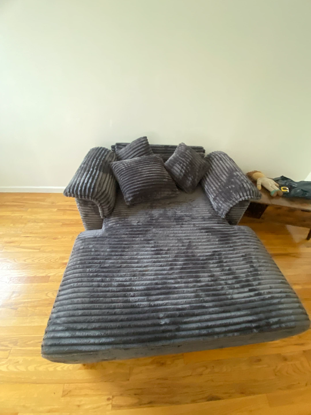 Gray Corduroy Armchair and Ottoman Set